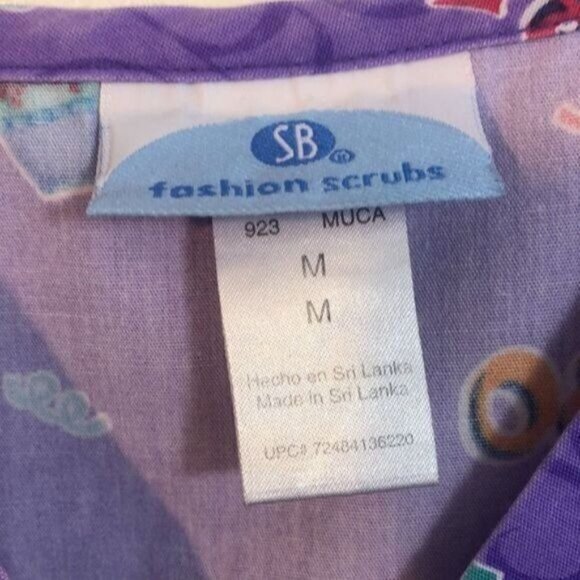 Musical Instrument Print Scrub Top Purple Mambo Samba Tango Nurse‎ - Picture 7 of 10